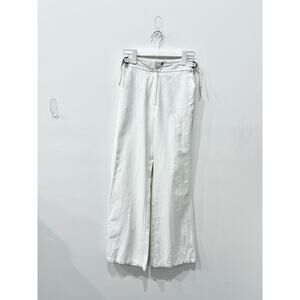 Showpo Amalie High Rise Wide Leg Buckle Waist Zip-Up Denim Pants White Womens 2